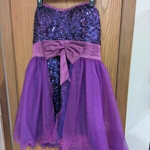 Dave & Jonny purple sequin dress with bow size 15/16